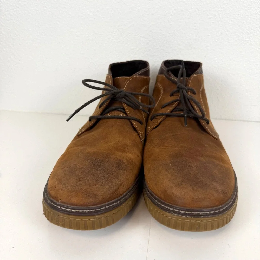 Johnston & Murphy Mens Tan Sheepskin Leather Chukka Boots Brown 13M